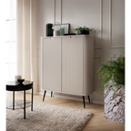 Komoda VELORA 2D 103 cm – kaszmir, ryflowane fronty, czarne nóżki