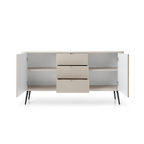 Komoda VELORA 2D3S 168 cm – kaszmir, ryflowane fronty, czarne nóżki