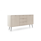 Komoda VELORA 2D3S 168 cm – kaszmir, ryflowane fronty, czarne nóżki