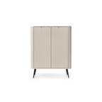 Komoda VELORA 2D 103 cm – kaszmir, ryflowane fronty, czarne nóżki