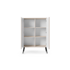 Komoda VELORA 2D 103 cm – kaszmir, ryflowane fronty, czarne nóżki