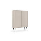 Komoda VELORA 2D 103 cm – kaszmir, ryflowane fronty, czarne nóżki