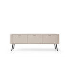 Szafka RTV VELORA 3D 168 cm – kaszmir, ryflowane fronty, czarne nóżki