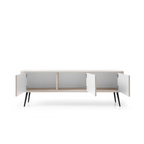 Szafka RTV VELORA 3D 168 cm – kaszmir, ryflowane fronty, czarne nóżki