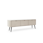 Szafka RTV VELORA 3D 168 cm – kaszmir, ryflowane fronty, czarne nóżki