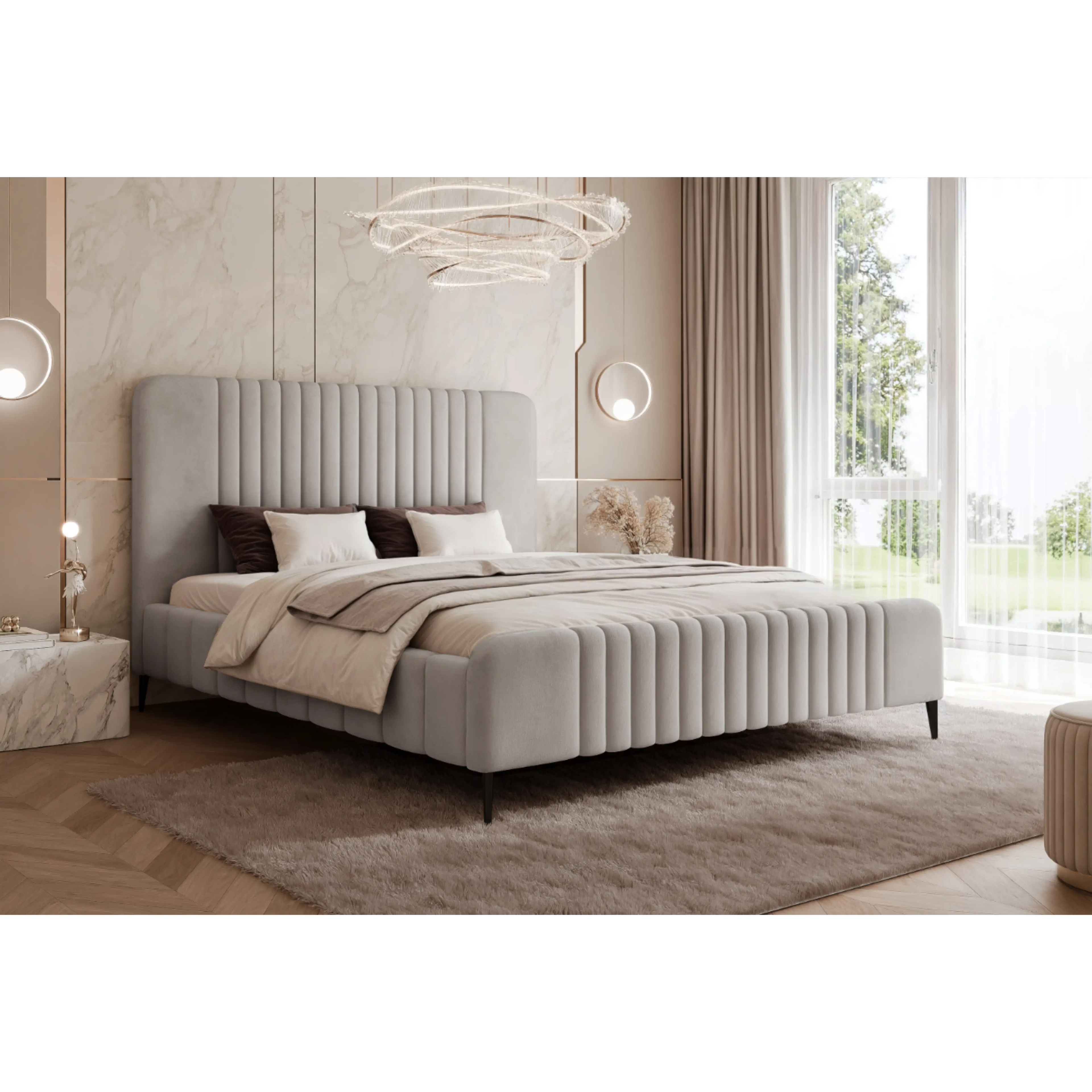 Łóżko tapicerowane Lunara SLIM na nóżkach - Tkanina Dream Velvet