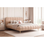 Łóżko tapicerowane LUMIÈRE Roll SLIM na nóżkach - Tkanina Dream Velvet