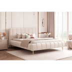 Łóżko tapicerowane LUMIÈRE Roll SLIM na nóżkach - Tkanina Dream Velvet