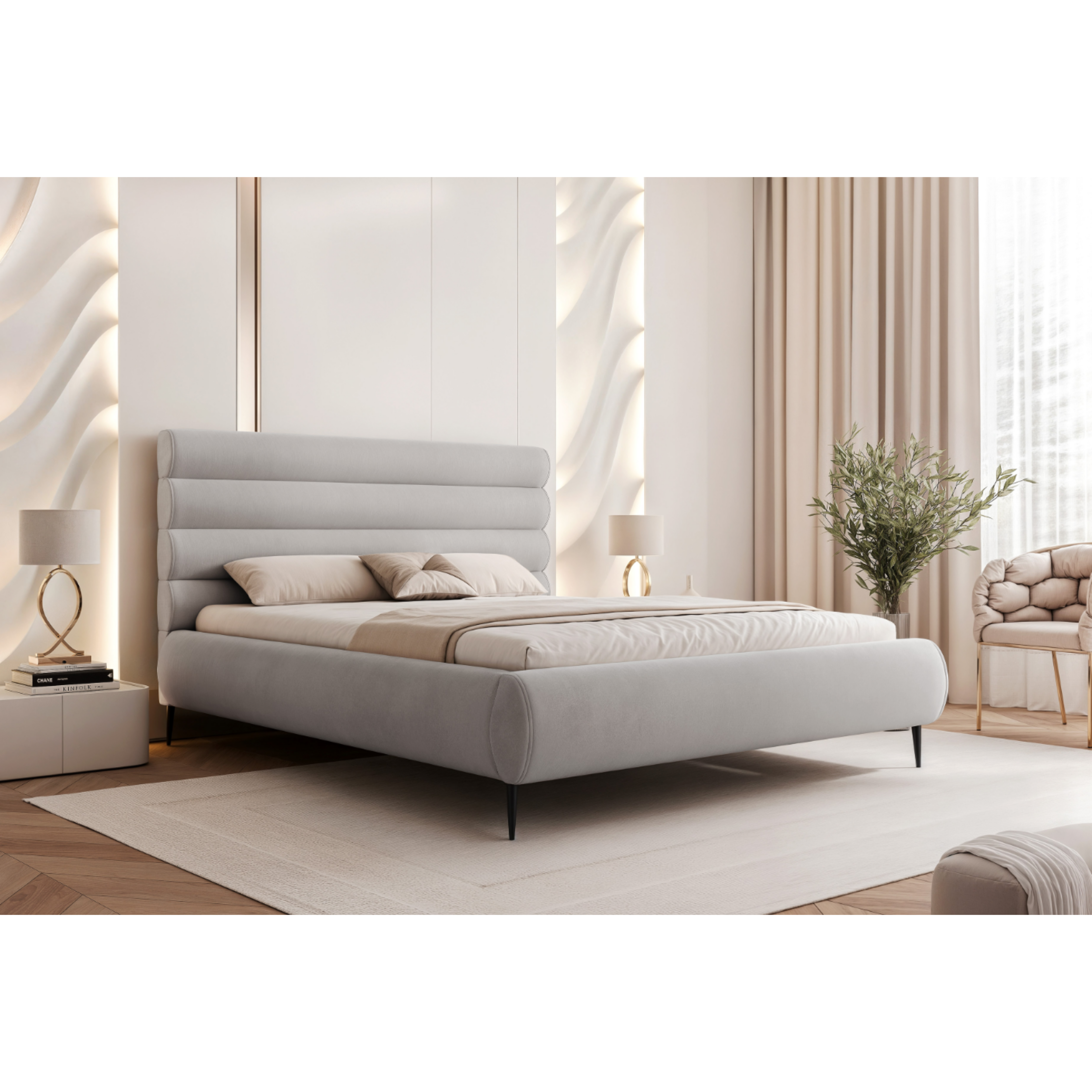 Łóżko tapicerowane VELARO SOFT ROLL AIR na nóżkach 120–200x200