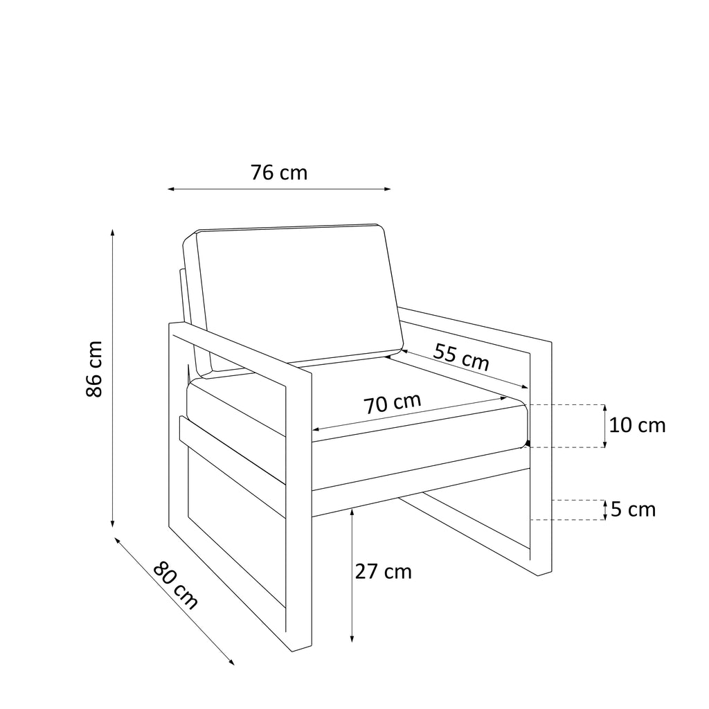 Zestaw mebli ogrodowych kaszmirowy stelaż + jasno szare poduszki – sofa 3-osobowa + sofa 2-osobowa + fotel + stolik
