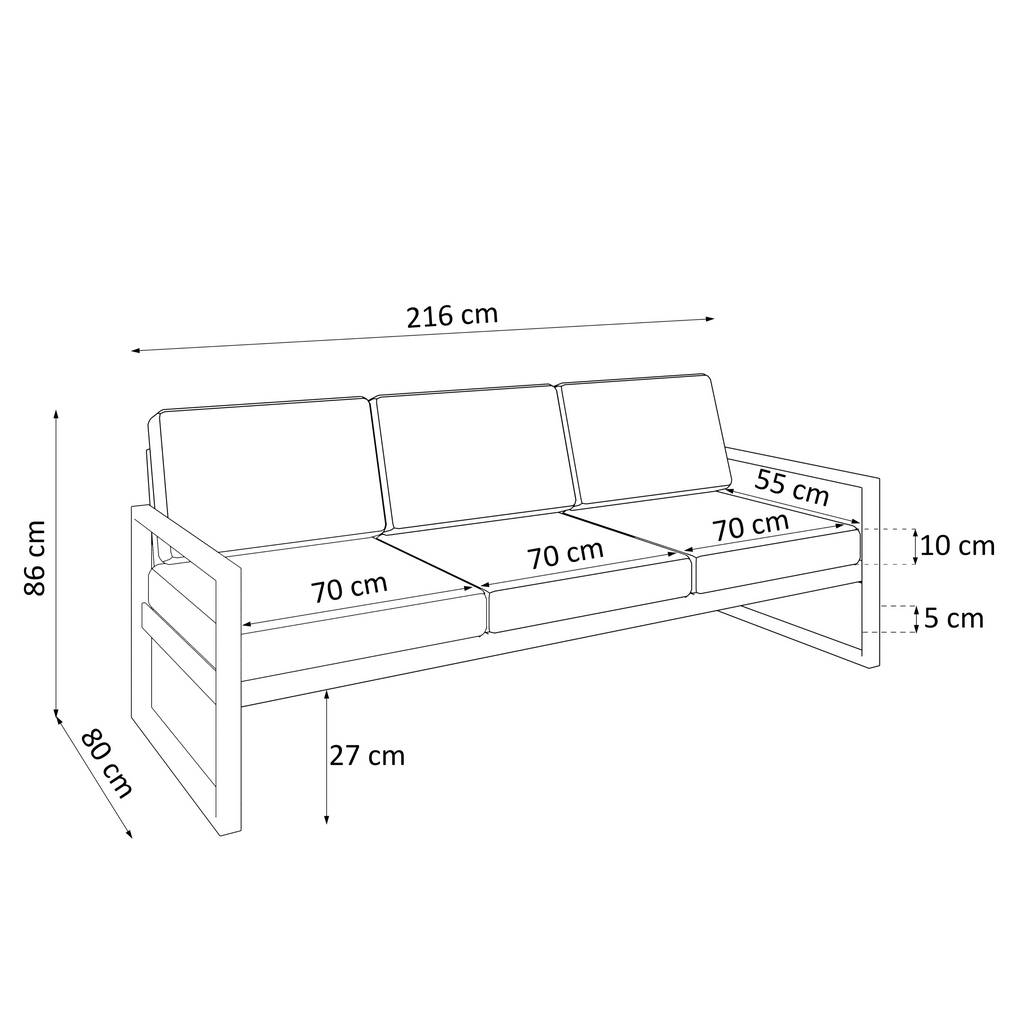 Zestaw mebli ogrodowych kaszmirowy stelaż + beżowe poduszki – sofa 3-osobowa + sofa 2-osobowa + fotel + stolik
