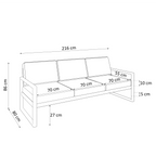 Sofa ogrodowa 3-osobowa biały stelaż + szare poduszki