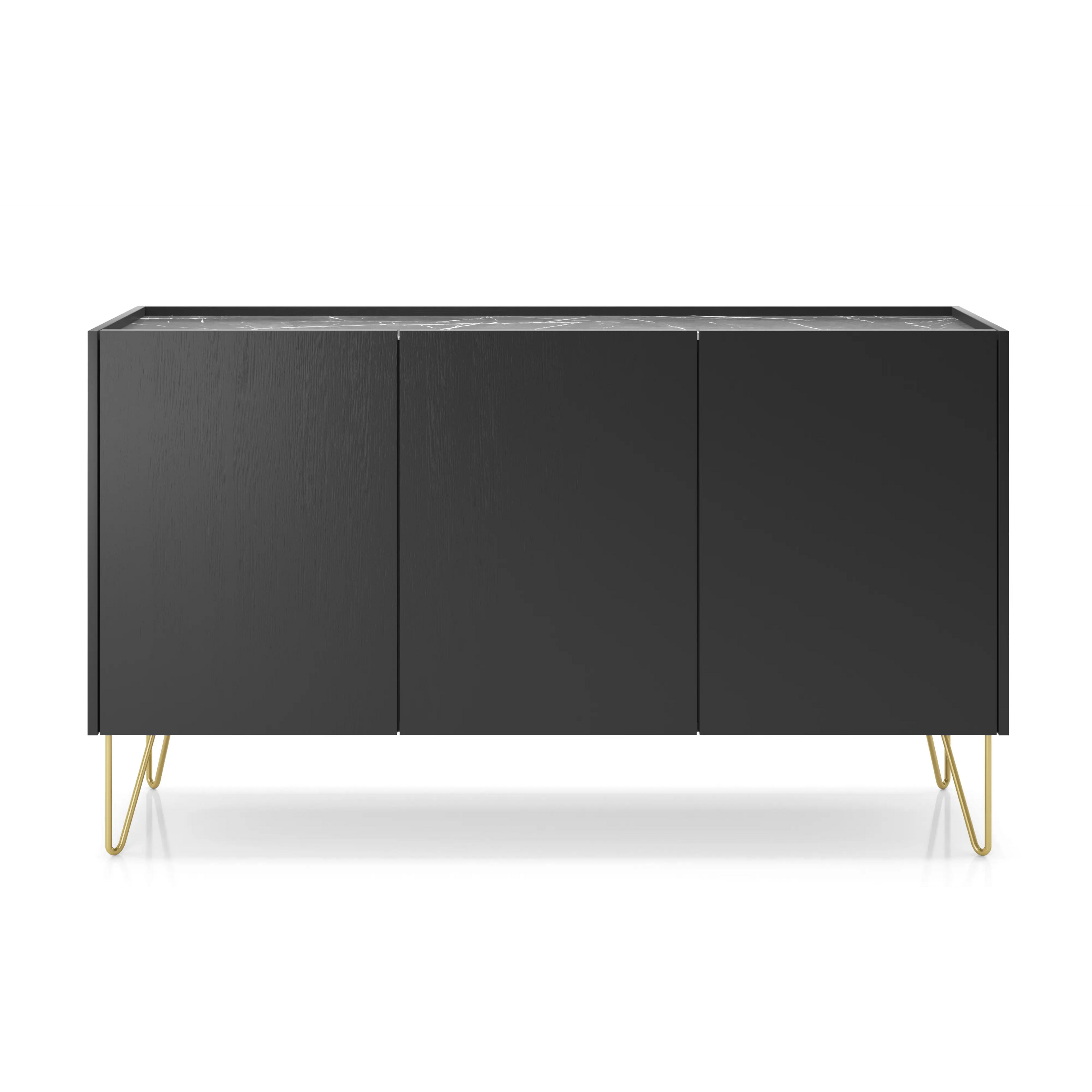 Komoda Trzydrzwiowa 144cm Czarna Harmony