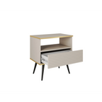 Szafka nocna Elisse 54cm - beżowa, ryflowany front, czarne nóżki
