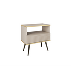 Szafka nocna Elisse 54cm - beżowa, ryflowany front, czarne nóżki