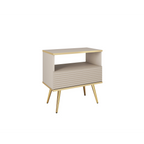 Szafka nocna Elisse 54cm - beżowa, ryflowany front, złote nóżki