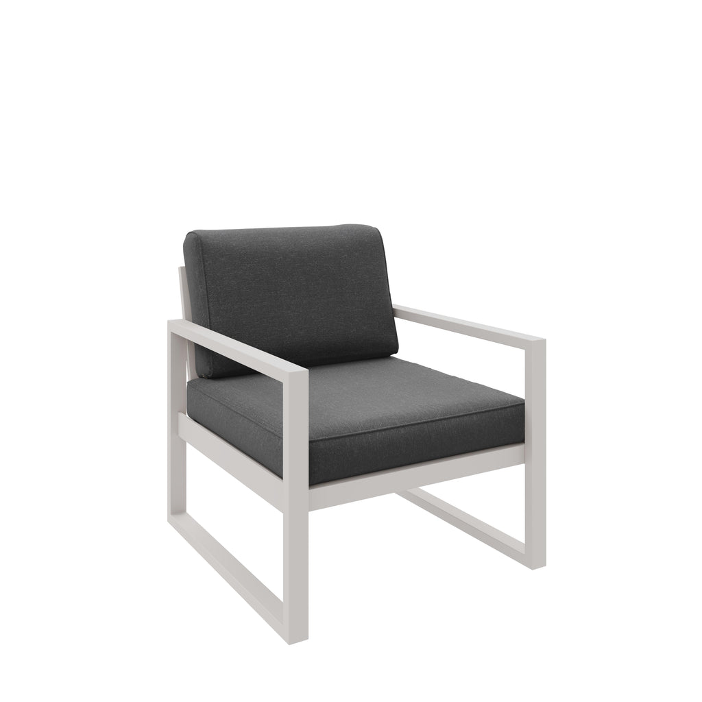 Zestaw mebli ogrodowych kaszmirowy stelaż + grafitowe poduszki – sofa 3-osobowa + sofa 2-osobowa + fotel + stolik