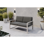 Sofa ogrodowa 2-osobowa kaszmirowy stelaż + grafitowe poduszki