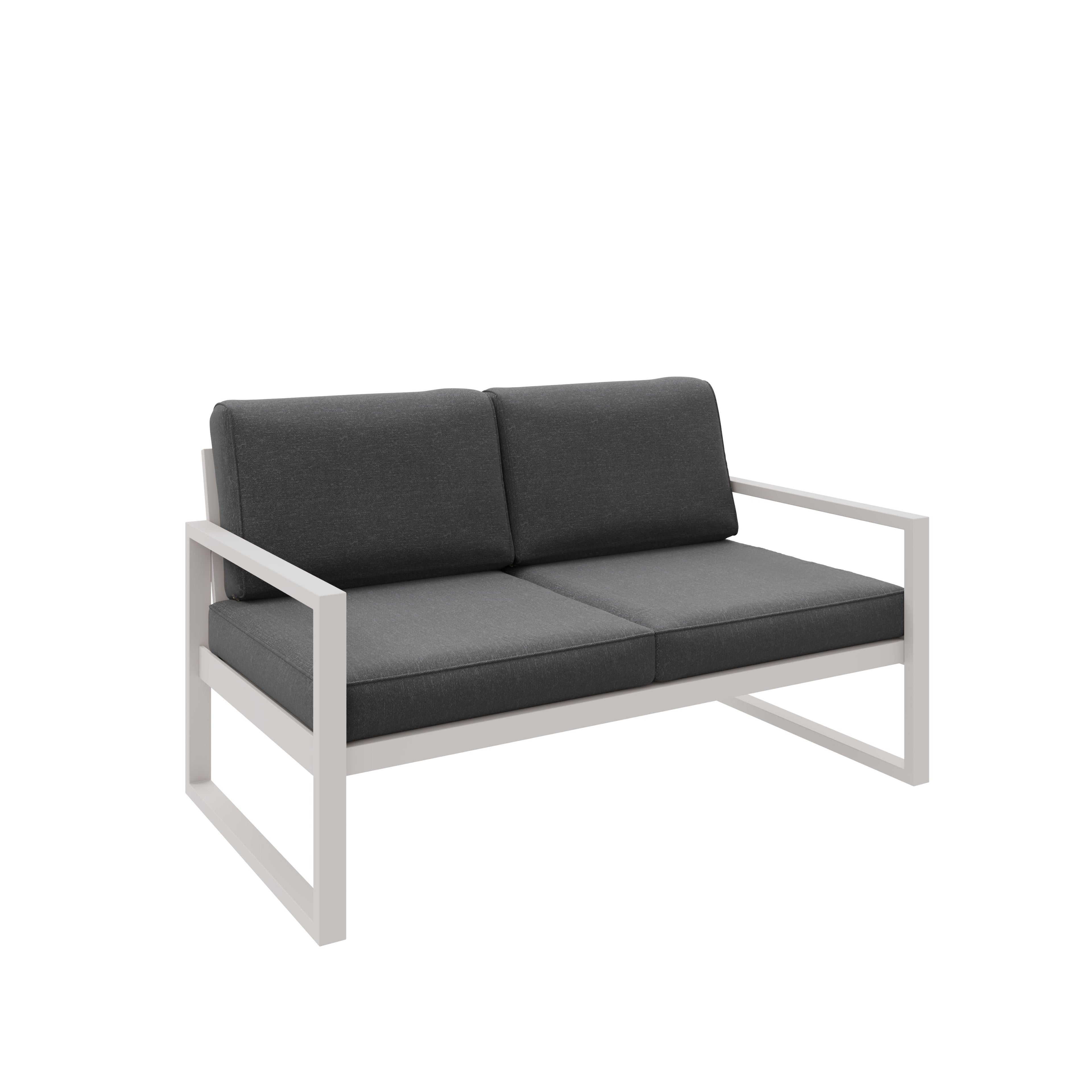 Zestaw mebli ogrodowych kaszmirowy stelaż + grafitowe poduszki – sofa 3-osobowa + sofa 2-osobowa + fotel + stolik