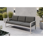 Sofa ogrodowa 3-osobowa kaszmirowy stelaż + grafitowe poduszki