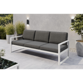 Sofa ogrodowa 3-osobowa biały stelaż + grafitowe poduszki