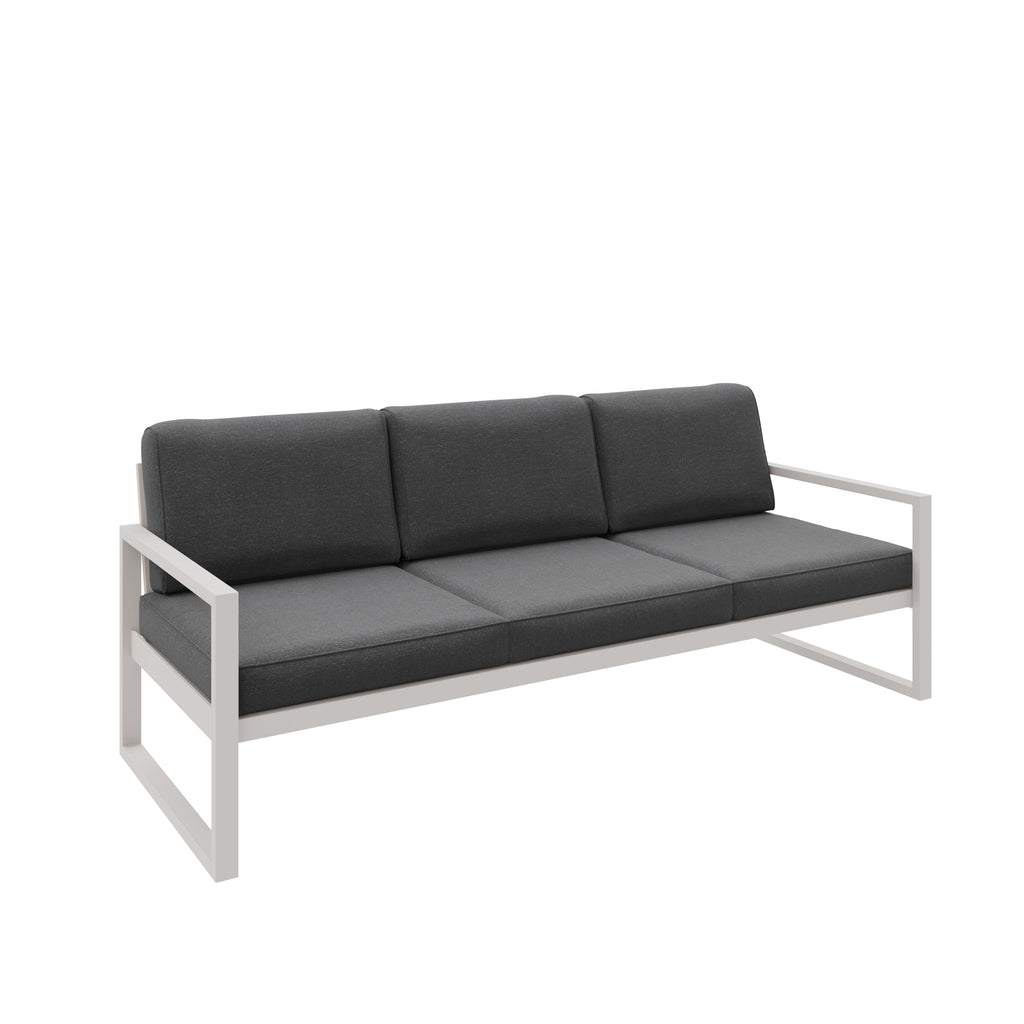Zestaw mebli ogrodowych kaszmirowy stelaż + grafitowe poduszki – sofa 3-osobowa + sofa 2-osobowa + fotel + stolik