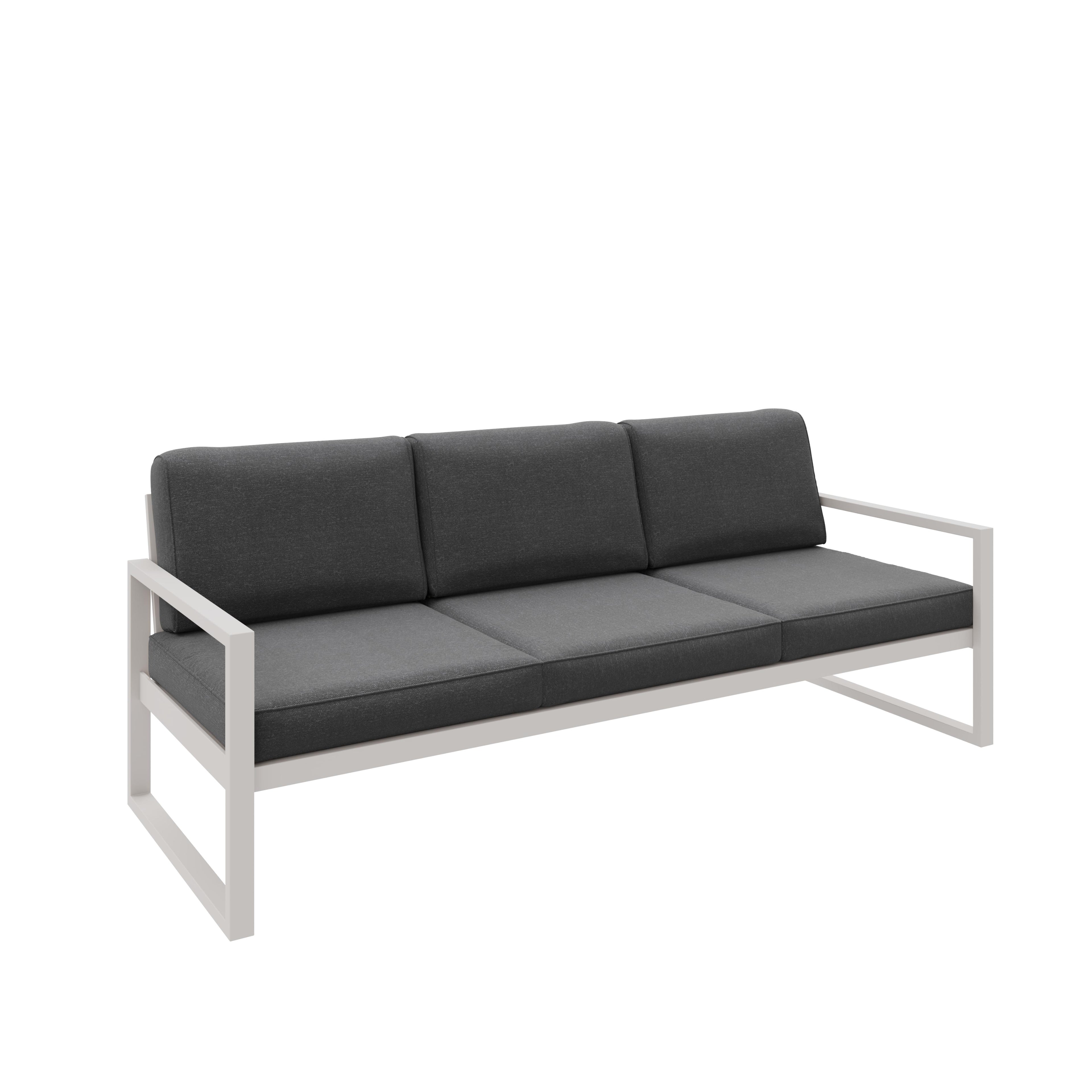 Sofa ogrodowa 3-osobowa kaszmirowy stelaż + grafitowe poduszki