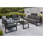 Sofa ogrodowa 2-osobowa grafit + szare poduszki – komfort dla dwojga