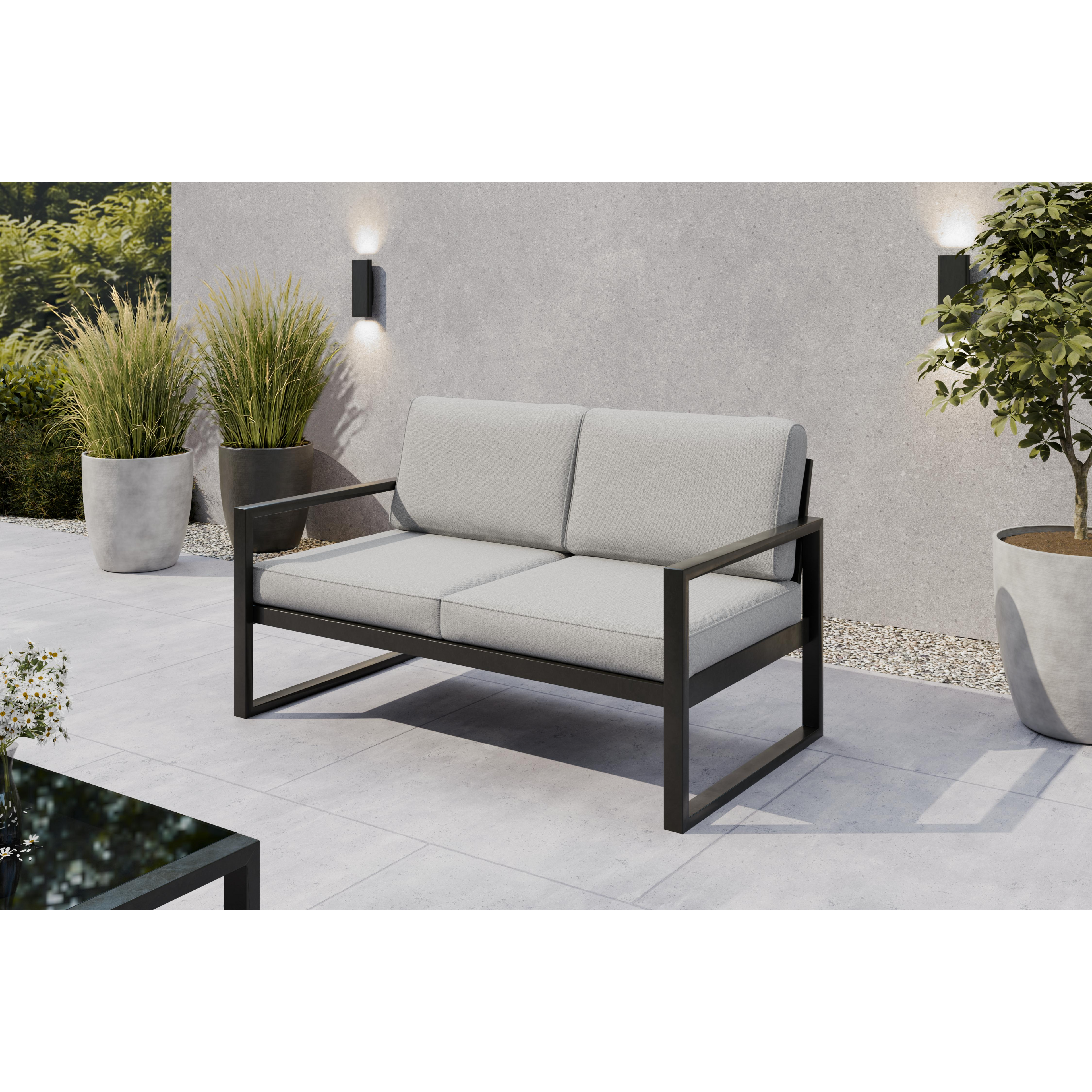 Zestaw mebli ogrodowych – sofa 3-osobowa + sofa 2-osobowa + fotel + stolik