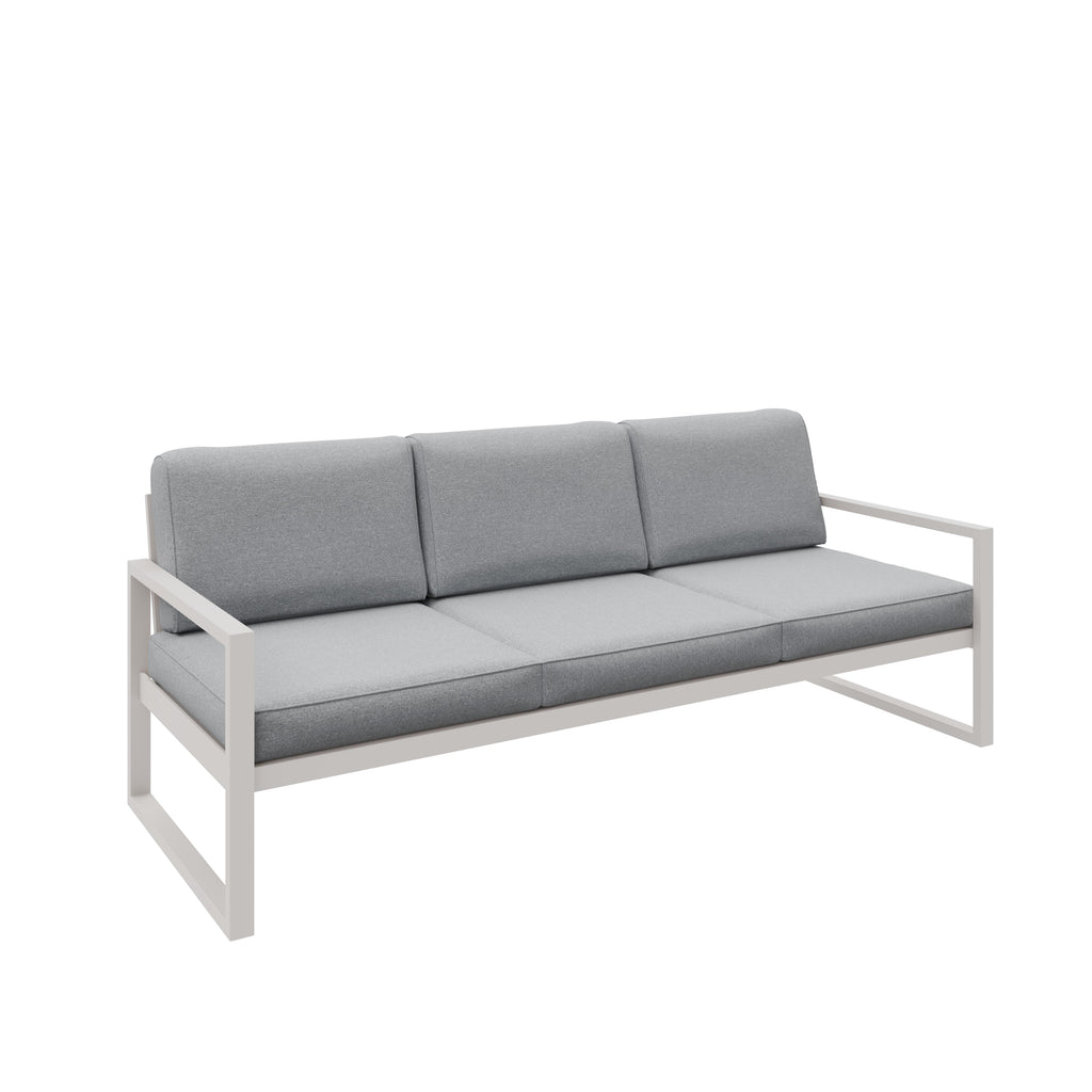 Zestaw mebli ogrodowych kaszmirowy stelaż + jasno szare poduszki – sofa 3-osobowa + sofa 2-osobowa + fotel + stolik