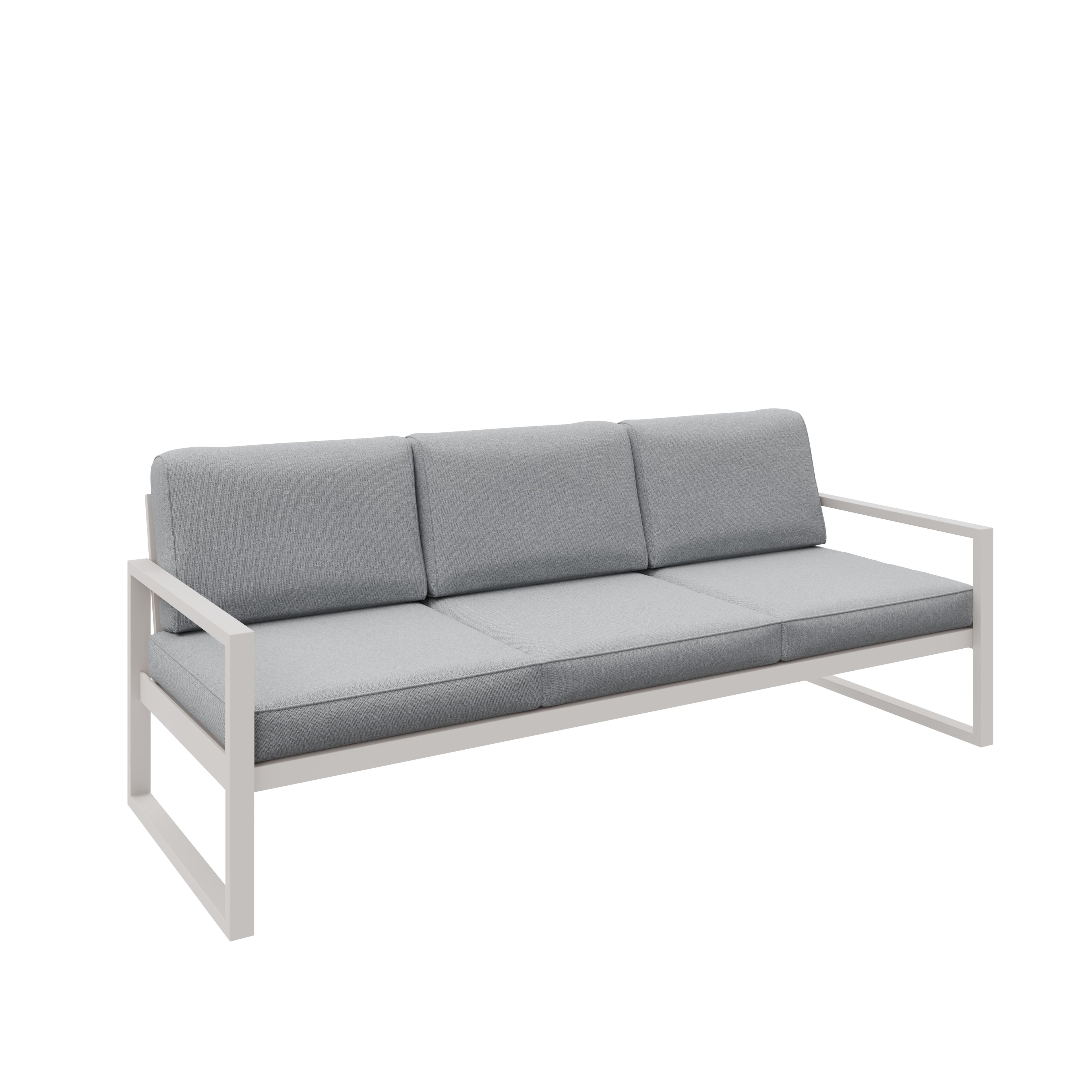 Zestaw mebli ogrodowych kaszmirowy stelaż + jasno szare poduszki – sofa 3-osobowa + sofa 2-osobowa + fotel + stolik