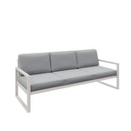 Sofa ogrodowa 3-osobowa kaszmirowy stelaż + jasno szare poduszki
