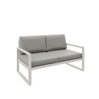 Zestaw mebli ogrodowych kaszmirowy stelaż + szare poduszki – sofa 3-osobowa + sofa 2-osobowa + fotel + stolik
