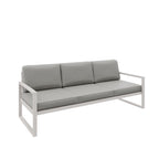 Sofa ogrodowa 3-osobowa kaszmirowy stelaż + szare poduszki