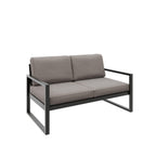 Sofa ogrodowa 2-osobowa czarny stelaż + kaszmirowe poduszki