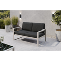 Sofa ogrodowa 2-osobowa kaszmirowy stelaż + czarne poduszki