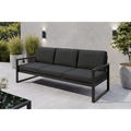 Sofa ogrodowa 3-osobowa czarny stelaż + czarne poduszki