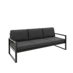 Sofa ogrodowa 3-osobowa czarny stelaż + czarne poduszki