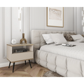 Szafka nocna Elisse 54cm - beżowa, ryflowany front, czarne nóżki