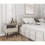 Szafka nocna Elisse 54cm - beżowa, ryflowany front, czarne nóżki