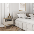 Szafka nocna Elisse 54cm - beżowa, ryflowany front, złote nóżki